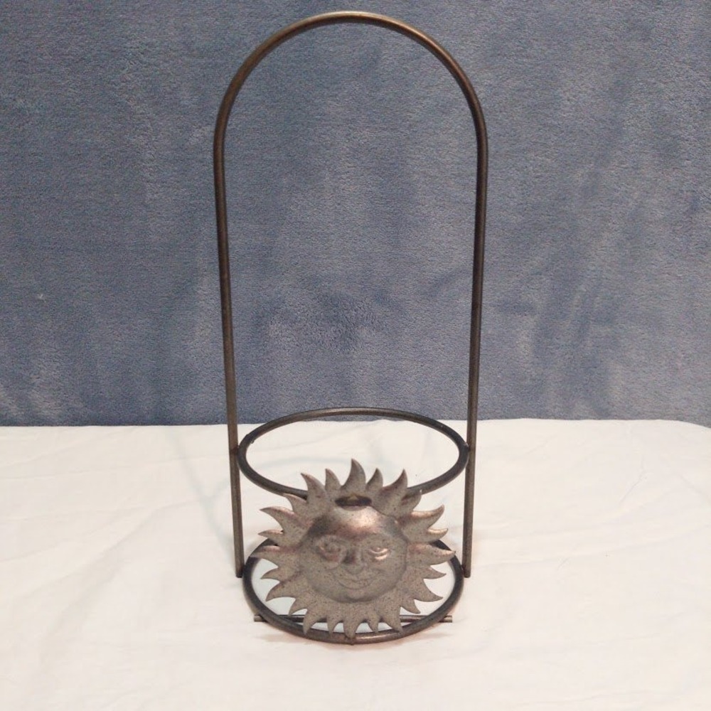 Vintage 1990s Celestial Sun Face Candle Holder Meal Stand Whimsigoth Boho 90s